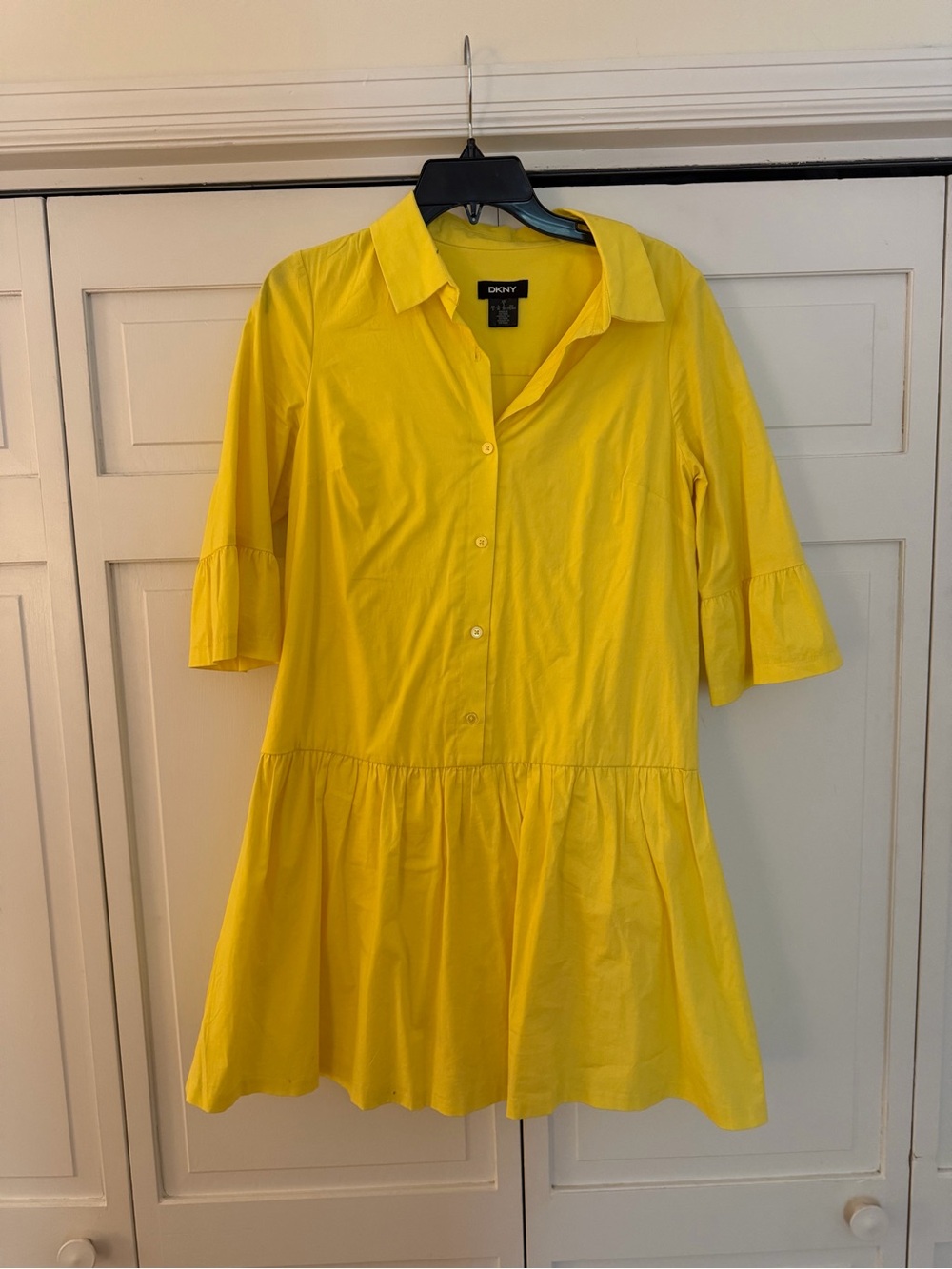 DKNY Bright Yellow Mini Shirt Dress